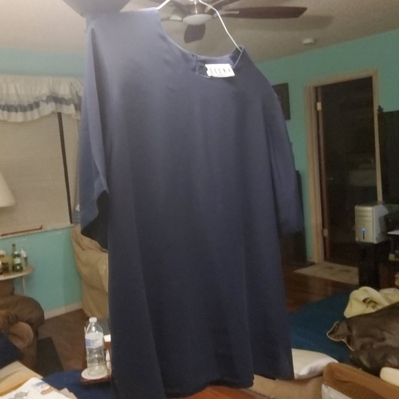 Large Satiny Shirt Sleeve Blouse - Picture 3 of 4